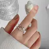 Nuevo Anillo Deslumbrante de Zirconia, Anillo de Cobre Irregular Estilo Coreano Nicho Estilo Ins, Anillo Ajustable para Mujer
