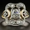Anillos Geométricos Europeos y Americanos Huecos Tallados con Circonita, Joyería Retro de Moda para Hombres y Mujeres, Nuevos de Alta Venta Transfronteriza, Venta al por Mayor