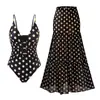 Novo maiô feminino em estilo resort francês, peça única de triângulo com bolinhas, decote V e saia longa, estilo vintage elegante, comércio exterior transfronteiriço