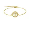 Pulsera de Árbol de la Vida Nueva Estilo Bañada en Oro Real con un Toque de Lujo, Diseño de Nicho, Pulsera Incrustada con Circonitas, Joyería Popular Transfronteriza para Mujeres