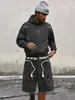Talla europea [Cruzada para Hombre] Pantalones de mezclilla no elásticos para hombre con diseño de patchwork estampado, largo de cinco puntos, nuevo estilo primavera/verano
