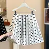 Falda plisada de lunares vintage para mujer talla grande 2026, verano, cintura alta, suelta, adelgazante, elegante, versátil, corta