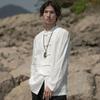 Terno Tang marca de moda masculina retrô juventude estilo chinês camisa de linho de manga comprida algodão e linho chinês stand collar camisa Zhongshan para o povo