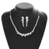 Conjunto de Collar y Pendientes de Venta Caliente de Nicho Europeo y Americano Transfronterizo, Lleno de Diamantes, Moderno y Versátil, Adecuado para Vestidos, Fiestas y Banquetes