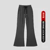 Calças Flares de Alta Qualidade com Forro de Lã para Mulheres, Calças Esportivas Casuais de Cintura Alta Espessadas para o Inverno, Slim Fit, Boca de Sino para Figuras Baixas