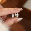 Pendientes de Plata Pura S999 con Aguja de Plata de Pentagrama Estilo Coreano Elegantes Estilo Ins Lujo Ligero Únicos Exquisitos Versátiles Pendientes Venta al por Mayor