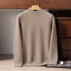 Novo modelo de inverno, suéter 100% caxemira pura para homens, malha grossa de sete pontos, suéter estiloso e quente com padrão torcido, camiseta de base
