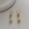 Brincos de metal com borla de bola e gota d'água, design de nicho simples, estilo metal, longo, fecho de orelha versátil, joia de orelha