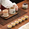 Conjunto de chá portátil para viagem em cerâmica Ru, filtro de porcelana Ru de alta qualidade, xícara para beber rapidamente, novo estilo chinês, acampamento ao ar livre e conjunto de chá para carro