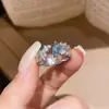 Anillo Ajustable Redondo de Circonita en el Mismo Estilo que Xiaohongshu, Anillo de Dedo Índice de Gama Alta de Nicho, Joyería de Mano de Moda y Elegante al por Mayor
