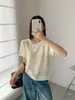 Verano 2026 Estilo Coreano Nuevo Tejido de Punto Cuello en V Simple Holgado Sentido del Diseño Nicho Falso Dos Piezas Manga Corta Camiseta Superior