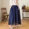 100 peças de saia longa feminina de verão fina, pura ramie, delicada, estilo floresta artística vintage, saia de corte A super fada com barra larga