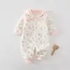 Macacão de bebê espesso para outono e inverno, macacão acolchoado de três camadas com mangas compridas, roupas de bebê, pijamas para recém-nascidos, macacão para engatinhar