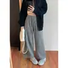 Tiro real 2026 Otoño Nuevo Holgados Adelgazantes Cordón Drapeado Pierna Ancha Pantalones de Cintura Alta Acortados Casuales para Mujer 25929