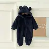 Mono de Peluche de Invierno para Bebé Mono Grueso Caliente para Bebé con Capucha de Orejas de Oso Traje para Gatear Niños Niñas Suave