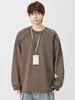 Camiseta de Manga Larga de Color Sólido con Diseño de Marca de Moda, Camisa Básica Suelta Estilo Americano Unisex para Pareja, Top de Cuello Redondo para Hombre