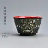 Wg6Q Taza de Té Cerámica Kung Fu Juego de Té Taza de Té Azul y Blanco Taza de Maestro Taza Individual Porcelana Blanca Pintada a Mano Arena Púrpura