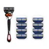 Aparelho de barbear manual de três lâminas, lâmina de aço inoxidável soldada por pontos, cabeças de reposição no atacado, aparelho de barbear manual Gillette