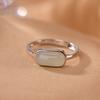 Anillo de plata de ley S925 con diseño de ciervo, chapado en oro, jade hetiano natural, sencillo y elegante, abierto, brillante y a la moda.