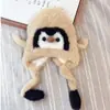 Gorro de Tricô Fofo de Urso Estilo Coreano para Estudantes, Versátil no Outono e Inverno, Faz o Rosto Parecer Menor, Dupla Camada, à Prova de Frio, Quente e Protetor de Orelhas