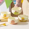 Vajilla de Dibujos Animados de Frutas, Bol de Arroz para Uso Doméstico, Bol de Postre de Cerámica para Niñas, Alto Atractivo Estético, Color Bajo Esmalte, Hermoso, Lindo, Moderno
