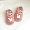 Calcetines cálidos antideslizantes para niños con forro de felpa, zapatos para caminar en interiores, engrosados para otoño e invierno, aislados, elásticos, sin cordones