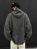 Suéter Cinza com Capuz para Homens, Estilo Preguiçoso, Sensação de Luxo, Retrô Americano, Malha Fresca e Versátil, Suéter Quente de Lã