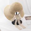 Sombrero de Paja con Cinta de Encaje Estilo Coreano Sombrero de Pescador con Cordones para Mujer Verano Playa Combinable Estilo Japonés Fresco Sombra Sombrero de Playa