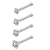 E-commerce Transfronteiriço Popular em Forma de L em Forma de S em Forma de Z Zircônia Aço Inoxidável Reto 7 Caracteres 5 Caracteres Super Brilhante Cravejado de Diamantes Joias para Piercing Argola de Nariz Pino de Nariz