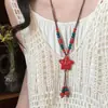 Novo Colar Longo de Pena Antigo Estilo Chinês Zen Feminino Vintage Étnico Distintivo Versátil Corrente de Lã Corrente para Clavícula Moderno
