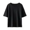 Camiseta de Punto de Manga Corta Yangzi Nuevo Estilo Holgada Cuello Redondo Camiseta Básica Lana Pura Color Sólido Hilo Fino Blanca Gris Camiseta