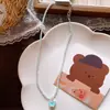 Novo Colar de Concha com Laço de Strass Azul e Rosa Decoração Infantil Série Azul Pingente de Cabaça Acessórios para Vestido de Verão