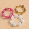 Pulseiras Elásticas Coloridas de Contas Acrílicas Transfronteiriças Europeias e Americanas, Pulseiras de Luxo Leve de Alta Qualidade, Joias de Moda Exageradas para Atacado