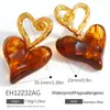 Pendientes de Titanio Acero Inoxidable Yuhui Transfronterizos Estilo Maillard Color Ámbar Resina Retro Chapado Color Oro Real Acero Inoxidable Conservador de Color