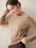 Nuevo Suéter de Cachemira para Mujer Otoño/Invierno 2026 Cuello Medio Alto Color Sólido Punto Trenzado de Diamante Tejido de Siete Agujas Grueso Capa Base