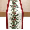 Bandera de Mesa Decorativa Festiva Navideña Transfronteriza Elemento de Muñeco de Nieve Cálido Campana Copo de Nieve Impresión de Letras Lino