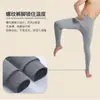 Pantalones largos de color liso para hombre, pantalones para adulto de cintura alta, holgados, talla grande, pantalones de lana para otoño e invierno, pantalones interiores finos, cálidos