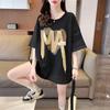 Loose ShorT-mangas T-shirT para Mulheres Verão Novo Mid-lengTh Coreano STyle ins Trendy STudenT Ombro Direito T-shirT Top Vestuário Feminino
