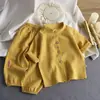Traje de Algodón Hilo con Cuello Alto para Niños Verano Delgado Niños y Niñas Algodón Puro Ropa de Casa Gasa para Bebé Ropa de Aire Acondicionado Ropa para Niños