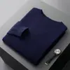 Suéter de lana para hombre con cuello semialto, engrosado para abrigar en otoño e invierno, jersey de color liso con cuello medio para mediana edad y personas mayores, camisa de capa base