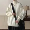 Suéter de cuello alto blanco suéter de punto perezoso de alta calidad para hombre otoño e invierno suéter de punto oversize suéter interior base