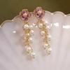 [Anna Garden] Pendientes de Borla de Perlas y Flores de Diseño de Nicho Francés Romántico, Elegante y de Alta Gama