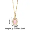 Collar Colgante de Acero Inoxidable Estilo Retro Lujo Ligero Girasol Circonia Cadena para Clavícula Cuadrado Ovalado Piedras Preciosas Multicolor para Mujer