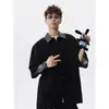 Camisa Retrô de Manga Curta Estilo Old Money para Homens, Jaqueta Camisa Texturizada Tendência de Verão, Top Colarinho para Casais High Street