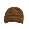26 Otoño/Invierno Etiqueta Metálica Uso Diario Gorro Tejido Color Sólido Simple Casual Versátil Dobladillo Plegado Headwrap Sombrero para Clima Frío