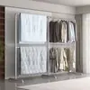 Suporte de Exposição de Roupas Simples de Tubo de Aço Galvanizado Espesso, Cabide de Chão para Varanda e Quarto, Varal de Roupa de Barra Única Removível
