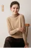 100% Cachemir Otoño/Invierno Nuevo Estilo Corto Ajuste Holgado Mujer Cuello Alto Color Sólido Versátil Capa Base Punto Jersey Suéter