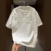 Camiseta de Manga Corta para Hombre de Peso Pesado y Alta Densidad, Nuevo Estilo Verano 2026, Lavada y Desgastada con Parches y Remaches, Fresca y Versátil