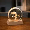 Lámpara de noche de cristal para escritorio, adorno creativo de cristal, lámpara ambiental de mesita de noche, pequeño regalo para maestros en la ocasión del inicio de clases