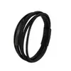 Pulsera de Cuerda de Cuero de Acero de Titanio para Hombre Europea y Americana, Pulsera Trenzada de Cuero de Acero Inoxidable, Joyería Multicapa de Cuerda de Cuero para Hombre Regalo